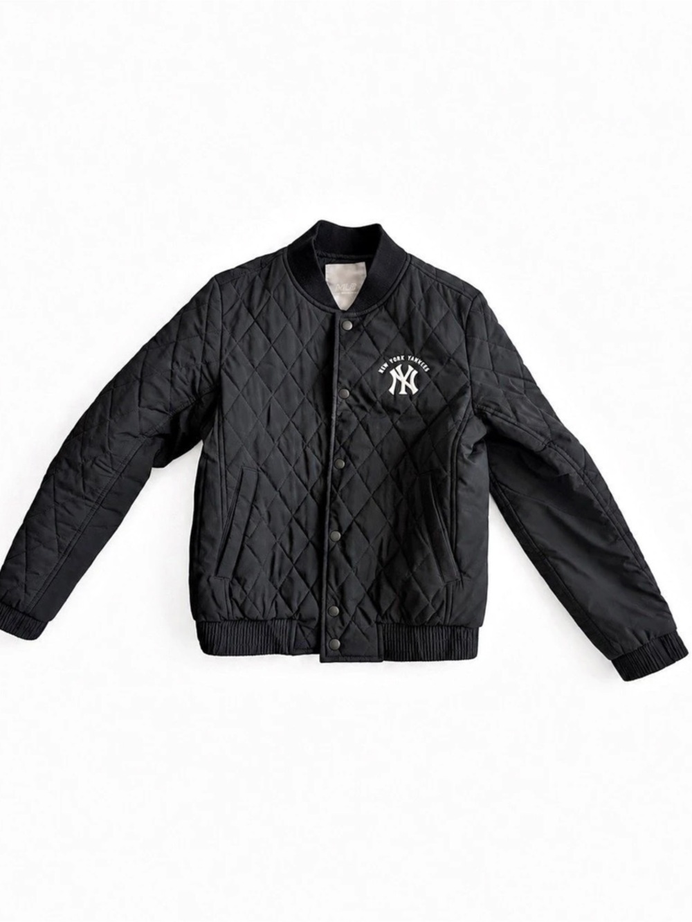 MLB Yankees Quilted Bomber Jacket in Black